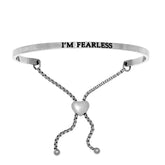 Intuitions Stainless Steel Iƒ??M FEARLESS Diamond Accent Adjustable Bracelet fine designer jewelry for men and women